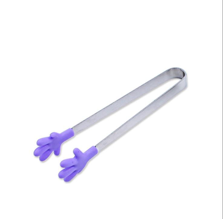 2Pcs purple Stainless Steel Silicone Food Clip,Hand Clip Cooking Kitchen Tableware AZ1677