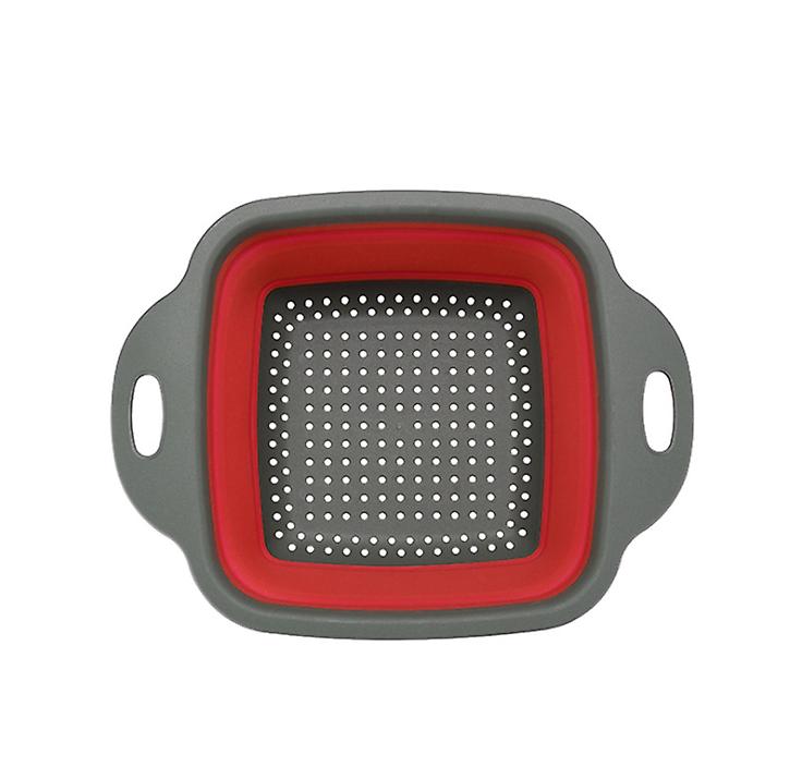 2Pcs small red Silicone, Foldable, Drain Washing Basket - Fruit, Vegetable, Organizer Storage AZ17967