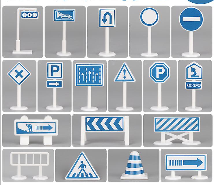 18pcs traffic signs Large City, Traffic Car Park Play Mat - Waterproof, Non-woven, Playmat With Car AZ16399