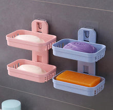 Load image into Gallery viewer, 2Pcs blue Double Soap Dishes Box,Wall Zeep Holder Shower Soap Tray Holder For Bathroom AZ17844
