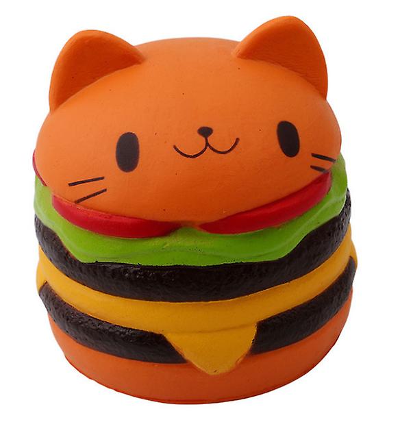 2Pcs Yellow burger cat Antistress Relief Squishy toy,French fries, Milk tea, Burgers,Cake