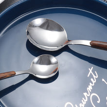 Lade das Bild in den Galerie-Viewer, 304 Stainless Steel Flatware Sets 5PCs Marble Wooden Handle Square Handle Western Food/Steak Knife Fork Spoon
