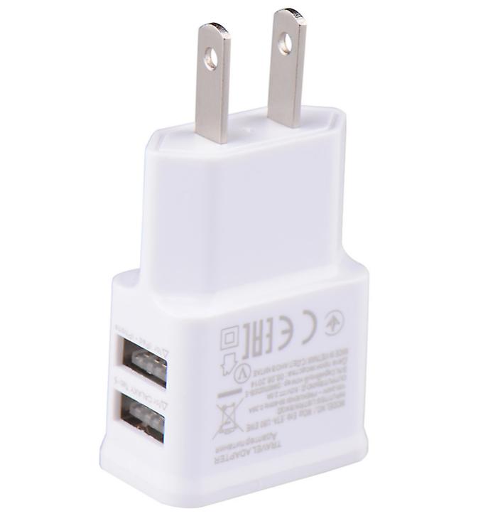 2Pcs 2-port us plug white 5V 2A US/EU Plug Mobile Phone Power Adapter With Double Port AZ1559