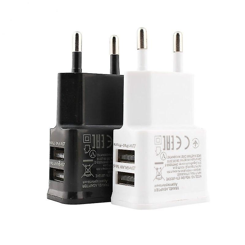 2Pcs 2-port us plug black 5V 2A US/EU Plug Mobile Phone Power Adapter With Double Port AZ1555