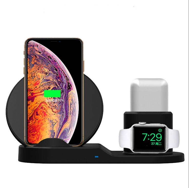 black 3 In 1 Qi wireless phone/watch/earphone charger AZ1588