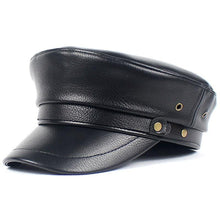 Load image into Gallery viewer, Hats Black Pu Military Hats Vintage Army Hat/leather Beret Cap
