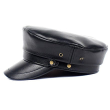 Load image into Gallery viewer, Hats Black Pu Military Hats Vintage Army Hat/leather Beret Cap
