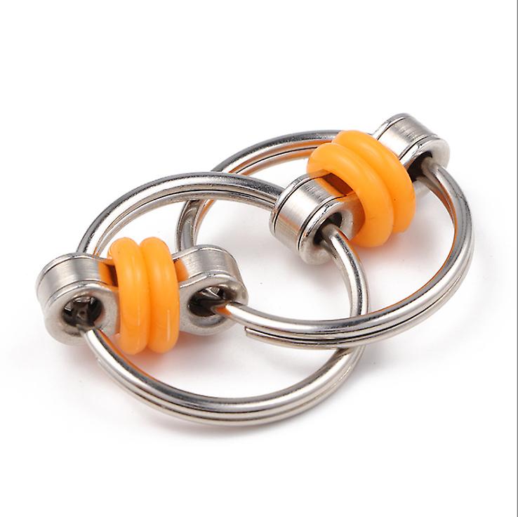 2Pcs orange Decompression Fingertip Chain Iron Ring Keychain Adult Vent Toy AZ10453