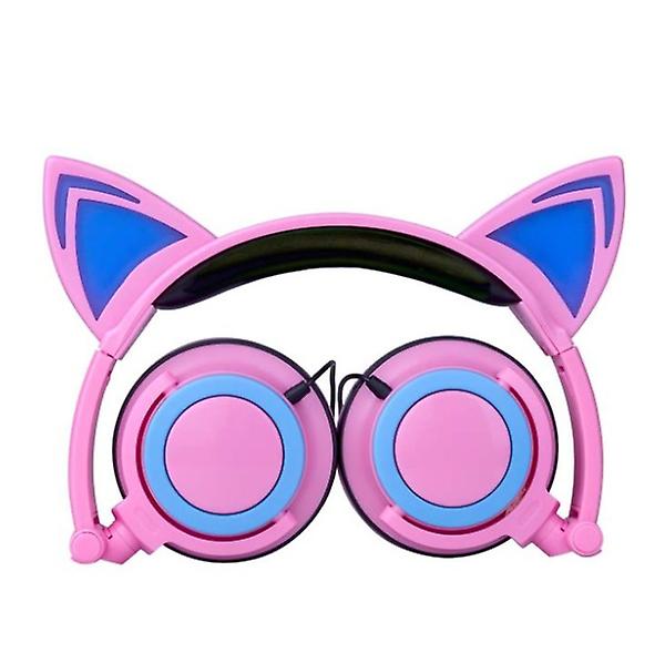 pink and blue Children's Cat Ears Head-mounted Luminous Foldable Mobile Phone Music Headset AZ13616