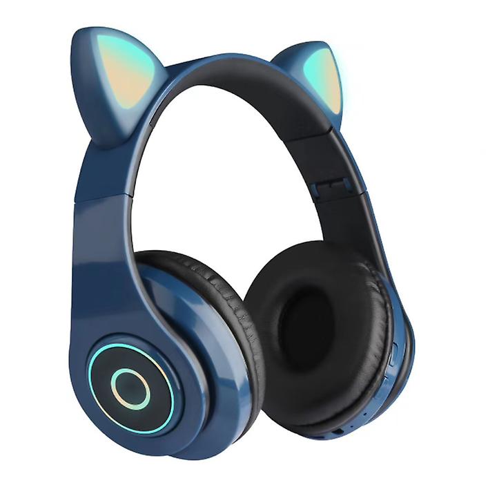 blue Colorful luminous cat ear wireless bluetooth headset With Hi Fi Stereo AZ19009