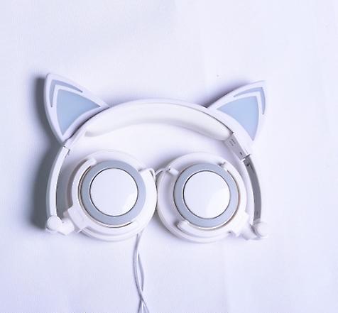 gray and white Children's Cat Ears Head-mounted Luminous Foldable Mobile Phone Music Headset AZ13613