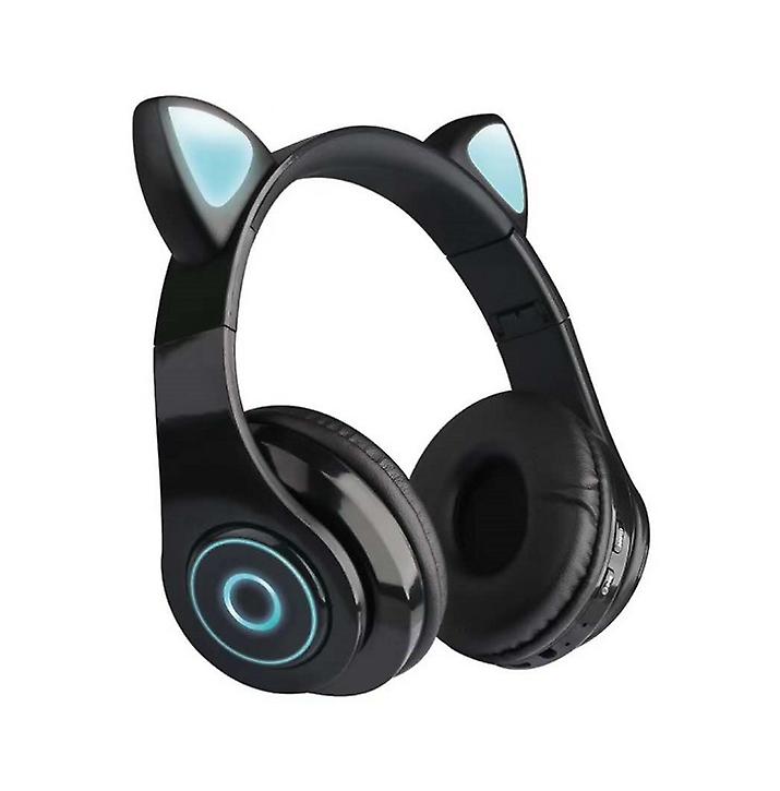 black Colorful luminous cat ear wireless bluetooth headset With Hi Fi Stereo AZ19008