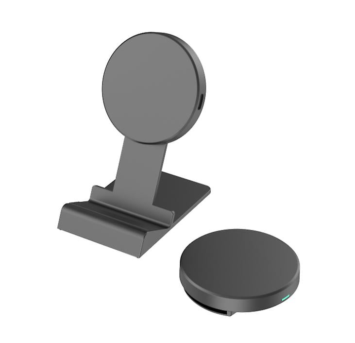 black 15W phone wireless charger, multifunctional bluetooth headset phone folding wireless charger AZ12329