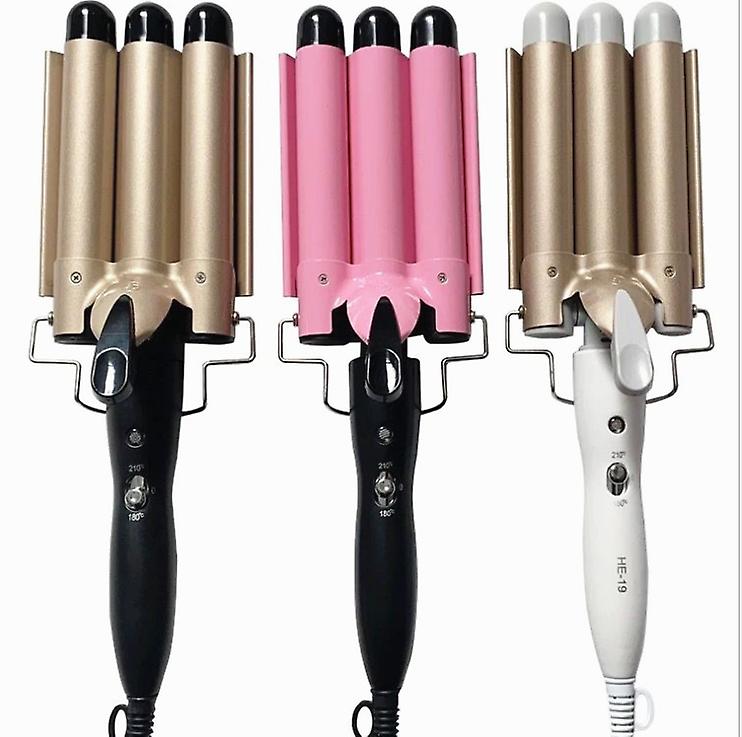 22mm pink Three-tube curling iron water ripple Hair Curler large Curling Iron Large Wave Ceramic Wide Hair Crimpers AZ144