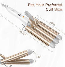 Load image into Gallery viewer, 32mm gold Three-tube curling iron water ripple Hair Curler large Curling Iron Large Wave Ceramic Wide Hair Crimpers AZ103
