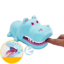 Load image into Gallery viewer, With light and sound blue Hand-bite hippo parent-child interaction electric bite hippo teeth extraction children's tricky toy AZ16411
