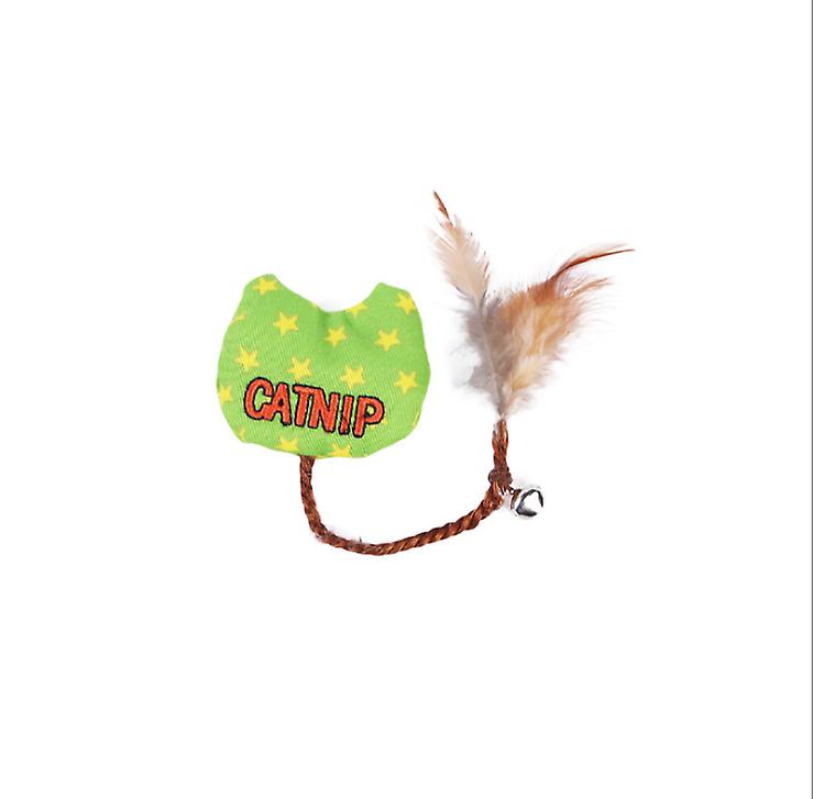 2Pcs green Canvas Catnip Feather Funny Cat Toy Knots,Wear-resistant gnawing Cat Supplies AZ16134