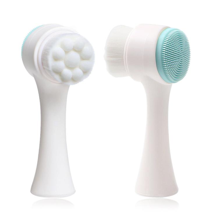 2Pcs Big wave point blue Double Side Facialcleansing Brush - Face Exfoliating, Massage AZ21152