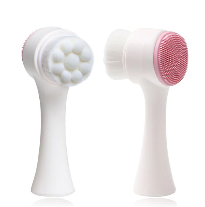 2Pcs Big wave point pink Double Side Facialcleansing Brush - Face Exfoliating, Massage AZ21153