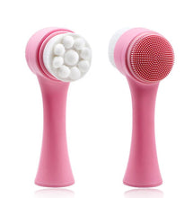 Load image into Gallery viewer, 2Pcs Big wave point pink handle Double Side Facialcleansing Brush - Face Exfoliating, Massage  AZ21154
