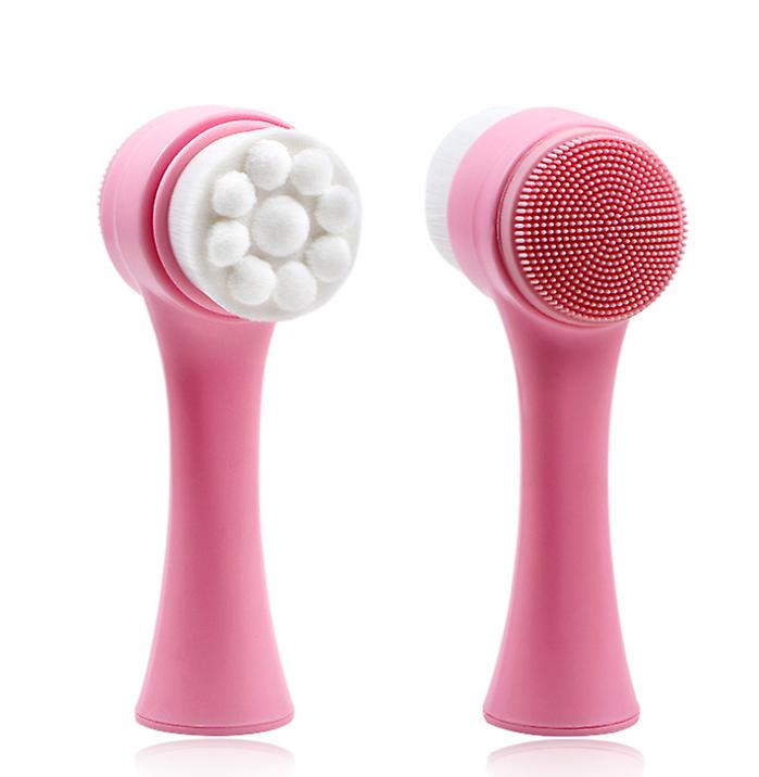 2Pcs Big wave point pink handle Double Side Facialcleansing Brush - Face Exfoliating, Massage  AZ21154