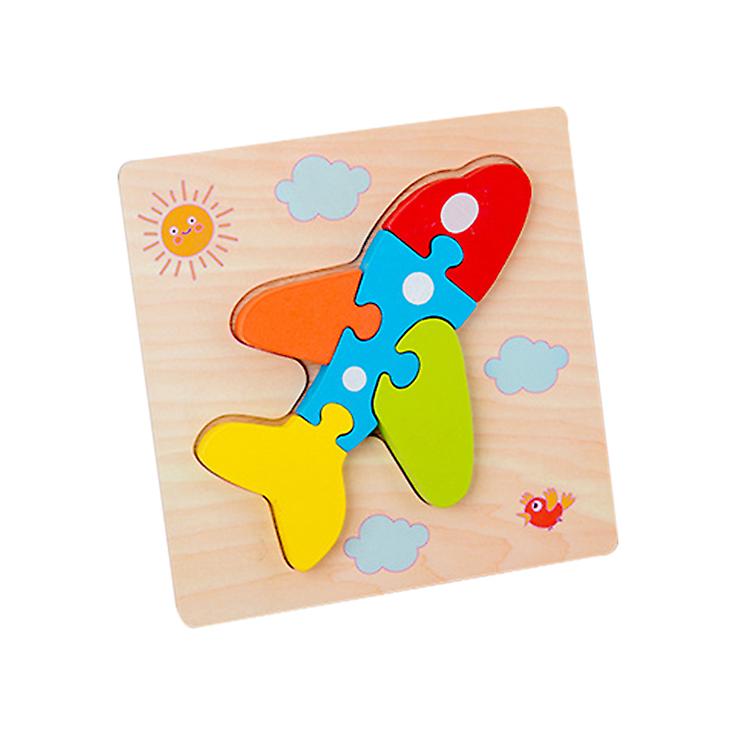 2Pcs aircraft Children's wooden 3D geometric puzzle, baby early education jigsaw puzzle building block educational toy AZ12285