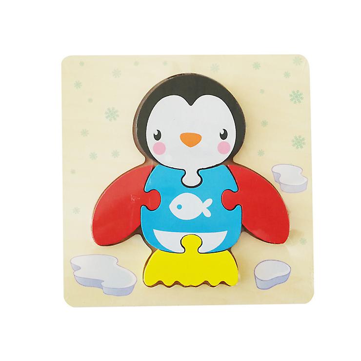 2Pcs penguin Children's wooden 3D geometric puzzle, baby early education jigsaw puzzle building block educational toy AZ12295
