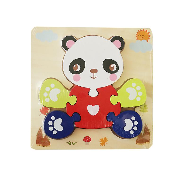 2Pcs panda Children's wooden 3D geometric puzzle, baby early education jigsaw puzzle building block educational toy AZ12294