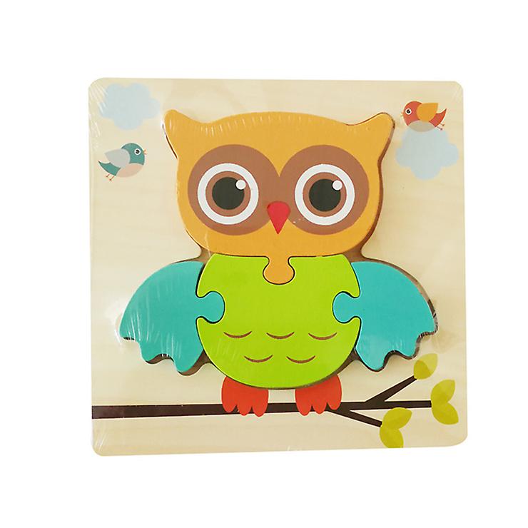 2Pcs owl Children's wooden 3D geometric puzzle, baby early education jigsaw puzzle building block educational toy AZ12293