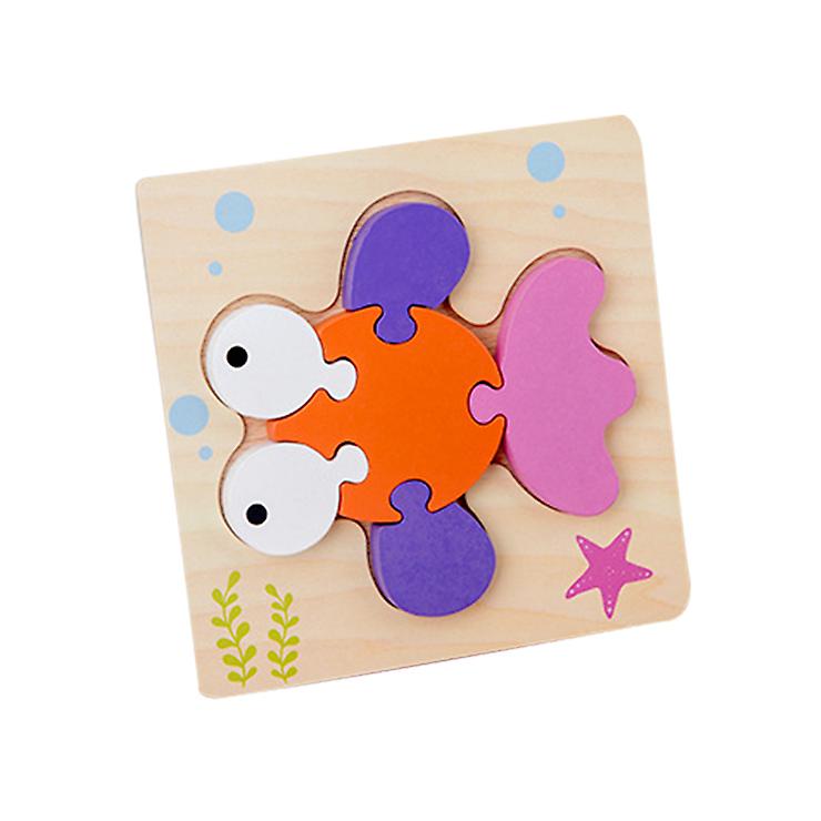 2Pcs goldfish Children's wooden 3D geometric puzzle, baby early education jigsaw puzzle building block educational toy AZ12291