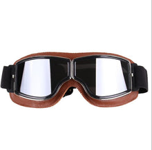 Lade das Bild in den Galerie-Viewer, brown+silver Retro style Harley motorcycle goggles,outdoor windproof riding off-road glasses AZ10552
