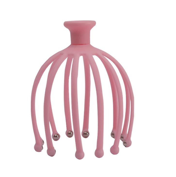 2Pcs pink Octopus Scalp Massager,Steel Ball Head Massage Relaxation 12 Finger massage roller For Head AZ2145