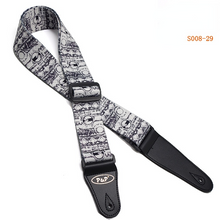 Load image into Gallery viewer, Printed Super Thick Super Soft Black and White Thermal Transfer Folk Electric Guitar Strap
