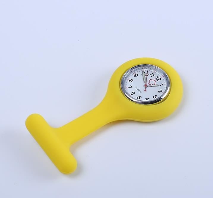 2Pcs yellow Doctor Nurse Silicone Pocket Brooch Fob Watch Quartz Watch AZ10190