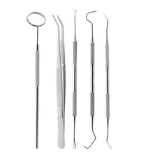 Lade das Bild in den Galerie-Viewer, 5pcs Stainless steel dentist tools, double-head probe dental mirror tooth cleaning kit AZ21198

