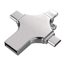 Load image into Gallery viewer, 32GB silver 4 in 1 USB Flash Drive Compatible With iPhone, Micro USB &amp; Type C Devices AZ21772
