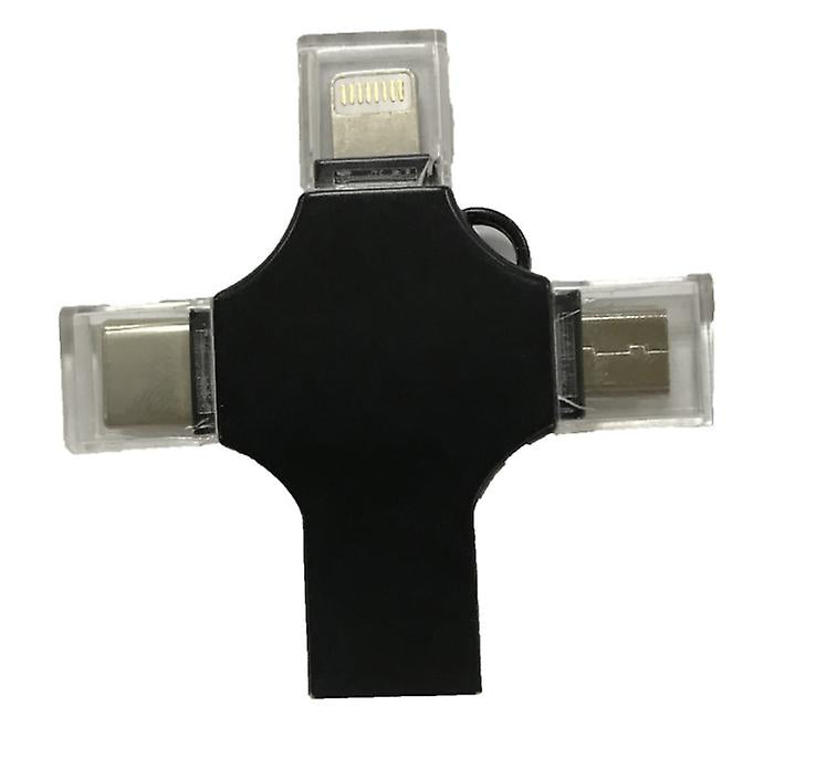 32GB black 4 in 1 USB Flash Drive Compatible With iPhone, Micro USB & Type C Devices AZ21768