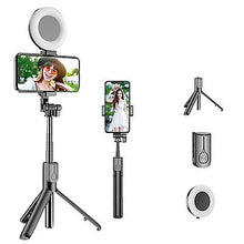 Load image into Gallery viewer, 1 light black Bluetooth Selfie Stick Led Ring Light Extendable Handheld Live Tripod AZ16468
