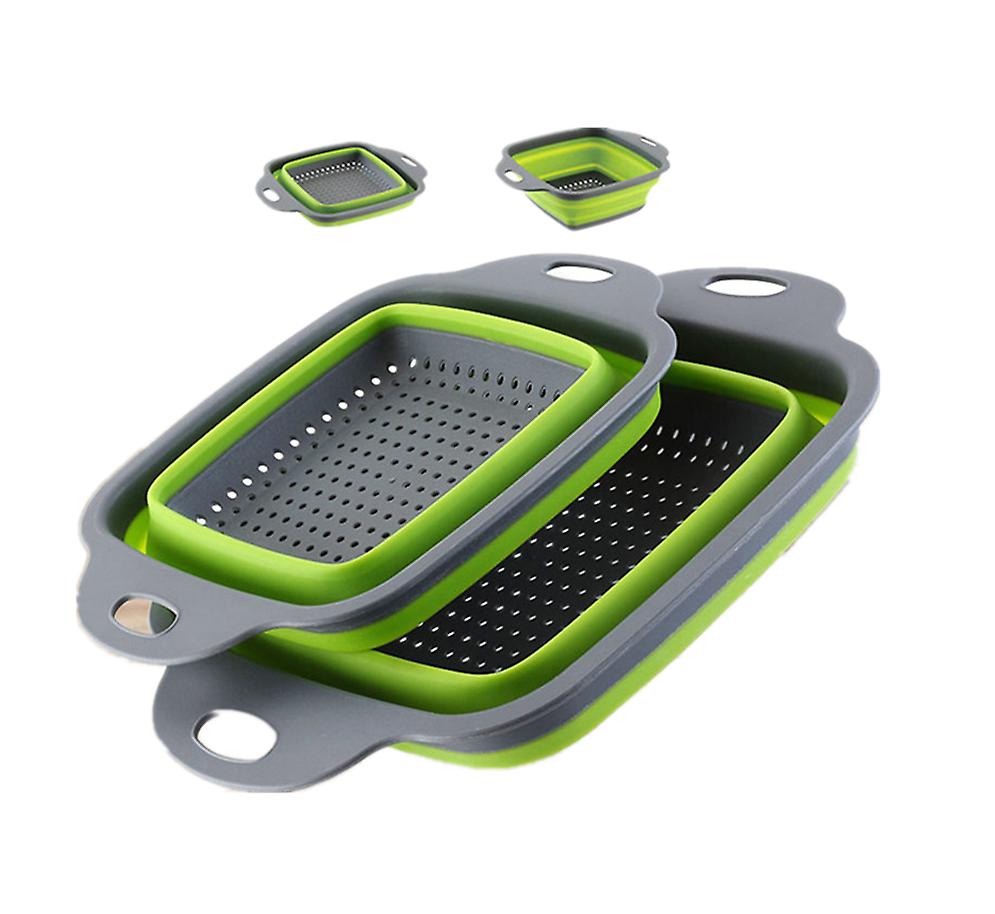 2Pcs small blue Silicone, Foldable, Drain Washing Basket - Fruit, Vegetable, Organizer Storage AZ17970