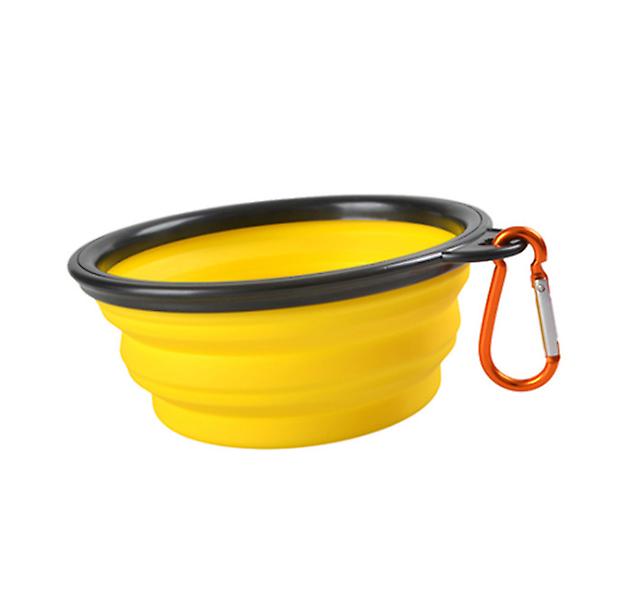 2Pcs M 650ml yellow Portable Outdoor Pet feed bowl Foldable Silicone travel Bowl AZ11368