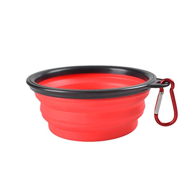 2Pcs S 350ml red Portable Outdoor Pet feed bowl Foldable Silicone travel Bowl AZ2095