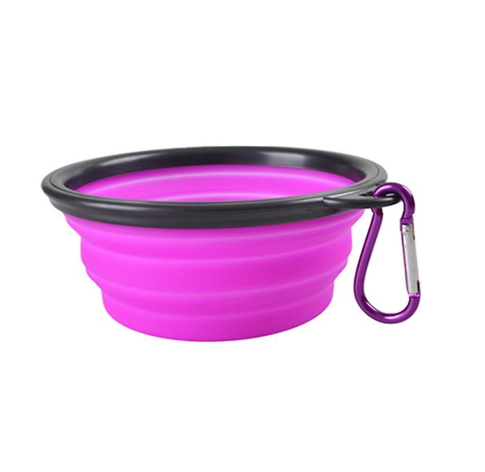 2Pcs S 350ml purple Portable Outdoor Pet feed bowl Foldable Silicone travel Bowl AZ2096