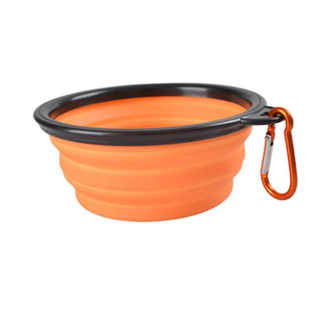 2Pcs S 350ml orange Portable Outdoor Pet feed bowl Foldable Silicone travel Bowl AZ2098