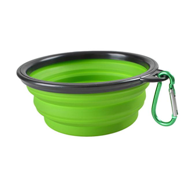 2Pcs S 350ml green Portable Outdoor Pet feed bowl Foldable Silicone travel Bowl AZ11348