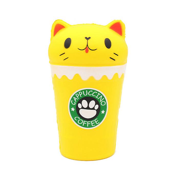 2Pcs Yellow cat cup Antistress Relief Squishy toy, Hamburger,French fries, Milk tea, Burgers,Cake