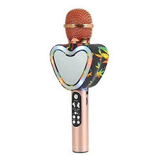 Lade das Bild in den Galerie-Viewer, blue Heart shape wireless bluetooth karaoke microphone,4 in 1 with led lights for ktv AZ12500
