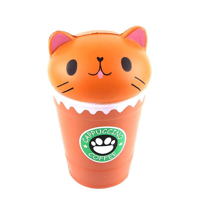 2Pcs Orange cat cup Antistress Relief Squishy toy,French fries, Milk tea, Burgers,Cake