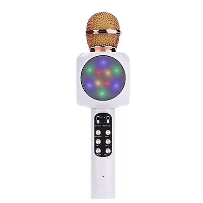 white Professional bluetooth wireless microphone handheld speaker karaoke music player AZ17796