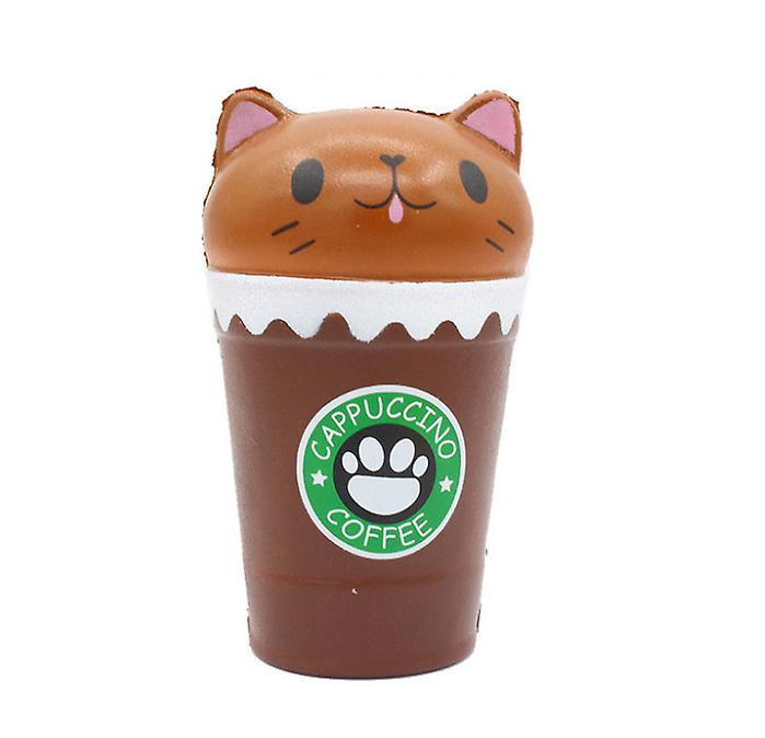 2Pcs Brown cat cup Antistress Relief Squishy toy,French fries, Milk tea, Burgers,Cake