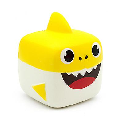 2Pcs Slow Rebound Cartoon Cube Shark Soft And Pinchable Pu Simulation Decompression Toy,yellow AZ19903